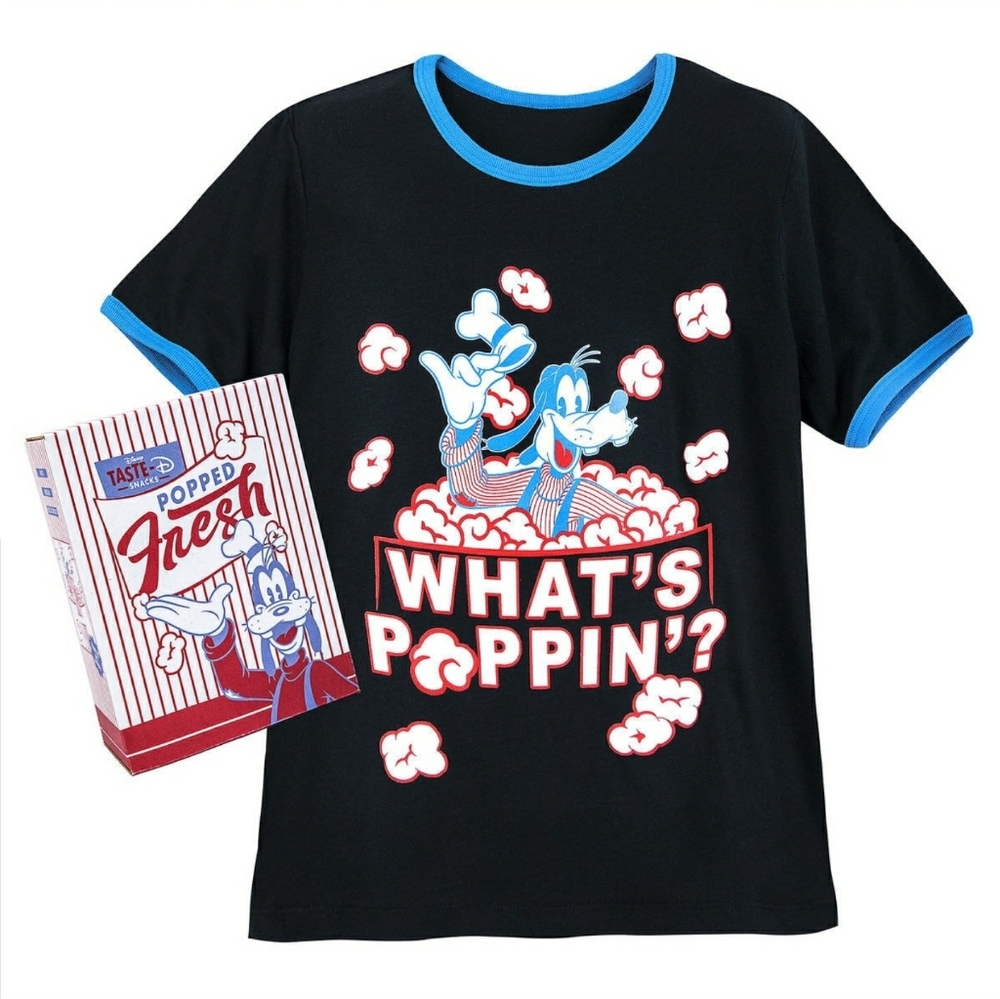 DisneyParks D-Lish Goofy Popcorn Ringer Tshirt NIB